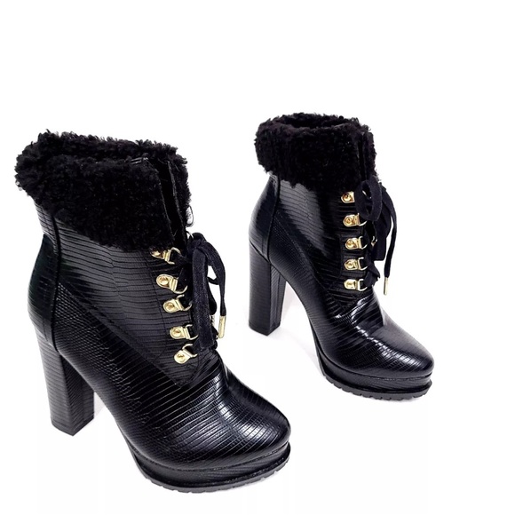 SHOEDAZZLE ANNELI PLATFORM BLOCK HEELS BOOTI LACE UP IN SIZE 10 - Picture 2 of 10